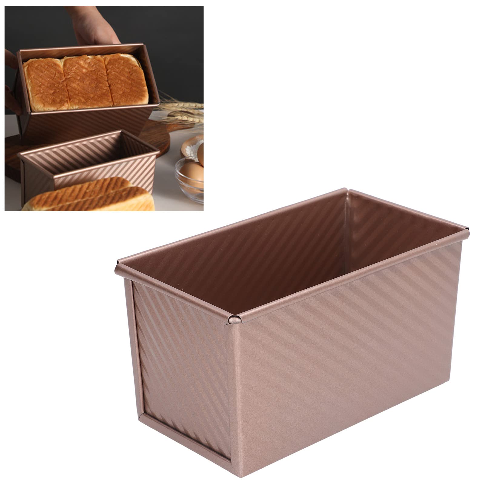 Sanpyl Bread Baking Pan, Bakeware Non Stick Bread Box Baking Bread (Gold)