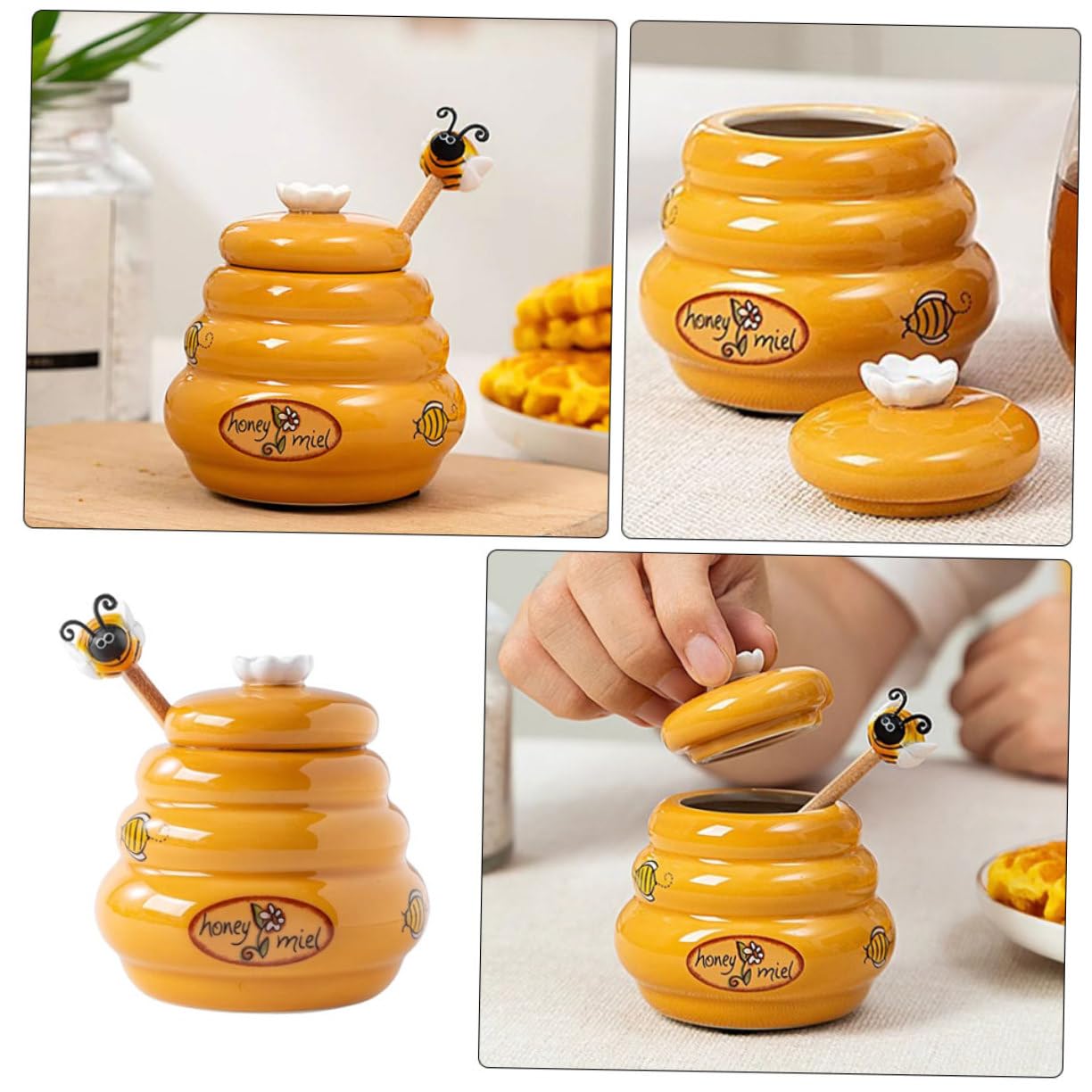 Amazon.co.jp: 1 セット 蜂蜜保存瓶 混ぜる棒 ふた付きミニジャー 