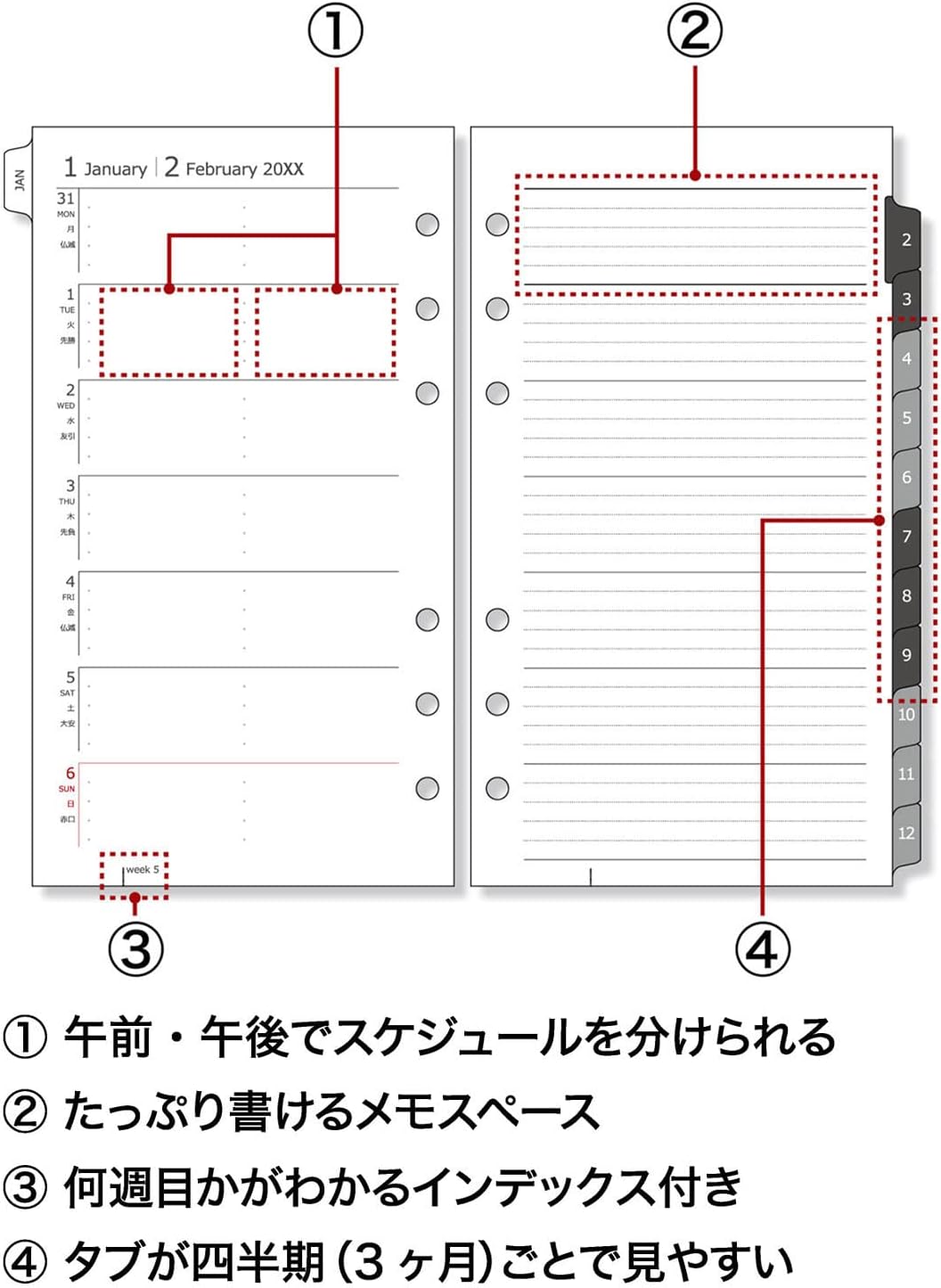 Maruman DP176-25 Personal Notebook, Refill, 2025 Bible, Data Plan, Weekly, 6 Holes, Begins January 2025
