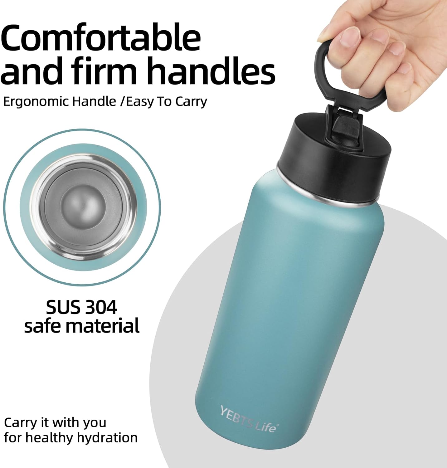 Insulated Water Bottle With Straw,32 oz Vacuum Insulated Stainless Steel Sports Water Flask,Keeps Cold and Hot,Metal Water Bottle Wide Mouth for Gym Travel Camping (Mayan blue) - Image 4