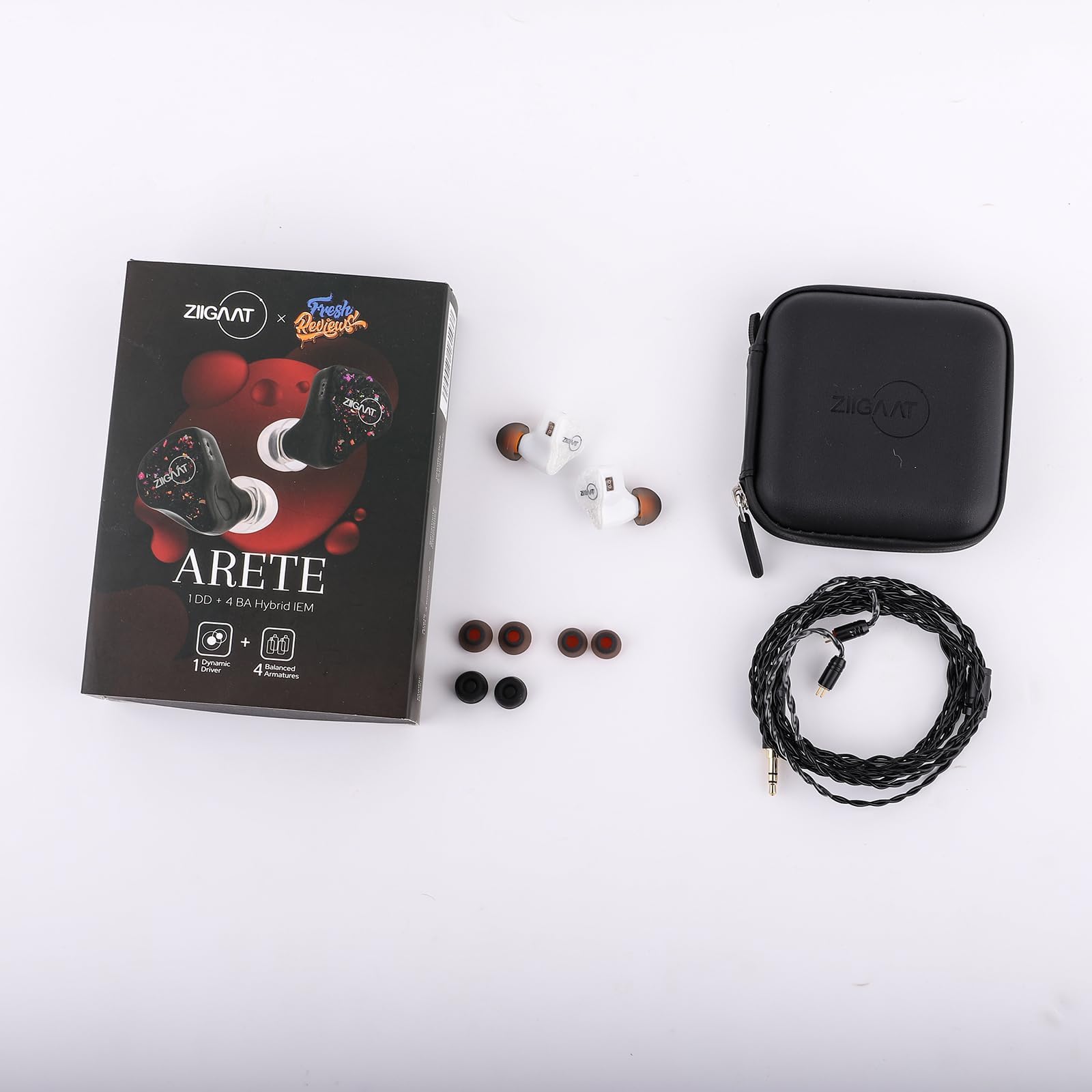 Linsoul ZiiGaat x Fresh Reviews Arete in Ear Monitor, Ecouteurs Hybrides 1DD+4BA IEM, Écouteurs de Jeu Filaires, Moniteur de Studio, avec Câble IEM Détachable pour Musicien Audiophile (Blanc)