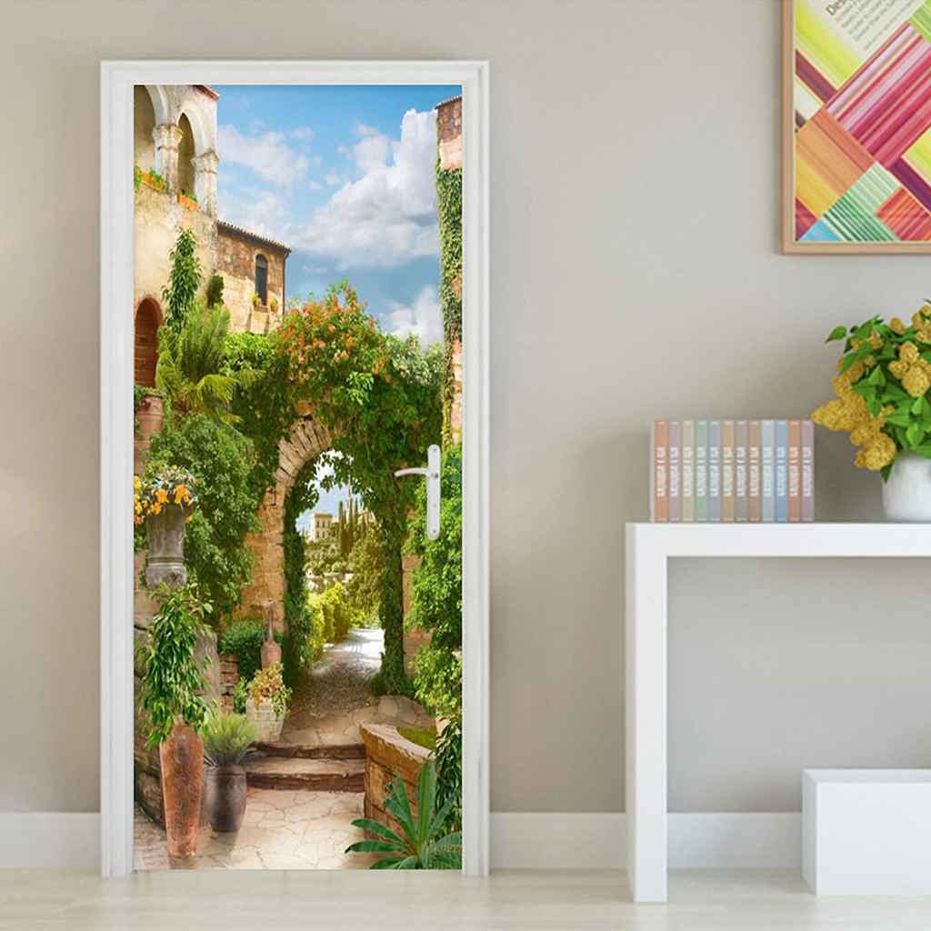 3D Tür Wandbild Grün - Dschungel Aufkleber Für Innentüren 77x200cm