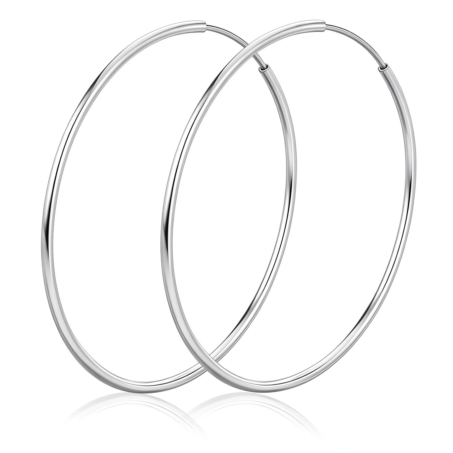 Senteria Creolen Versilberte Ohrringe für Damen - Dünne, Leichte, Große | Creolen Versilberte Ohrringe für Damen - Dünne, Leichte, Große Hypoallergene Versilberte Ohrringe Creolen 30/40/50/60/70mm