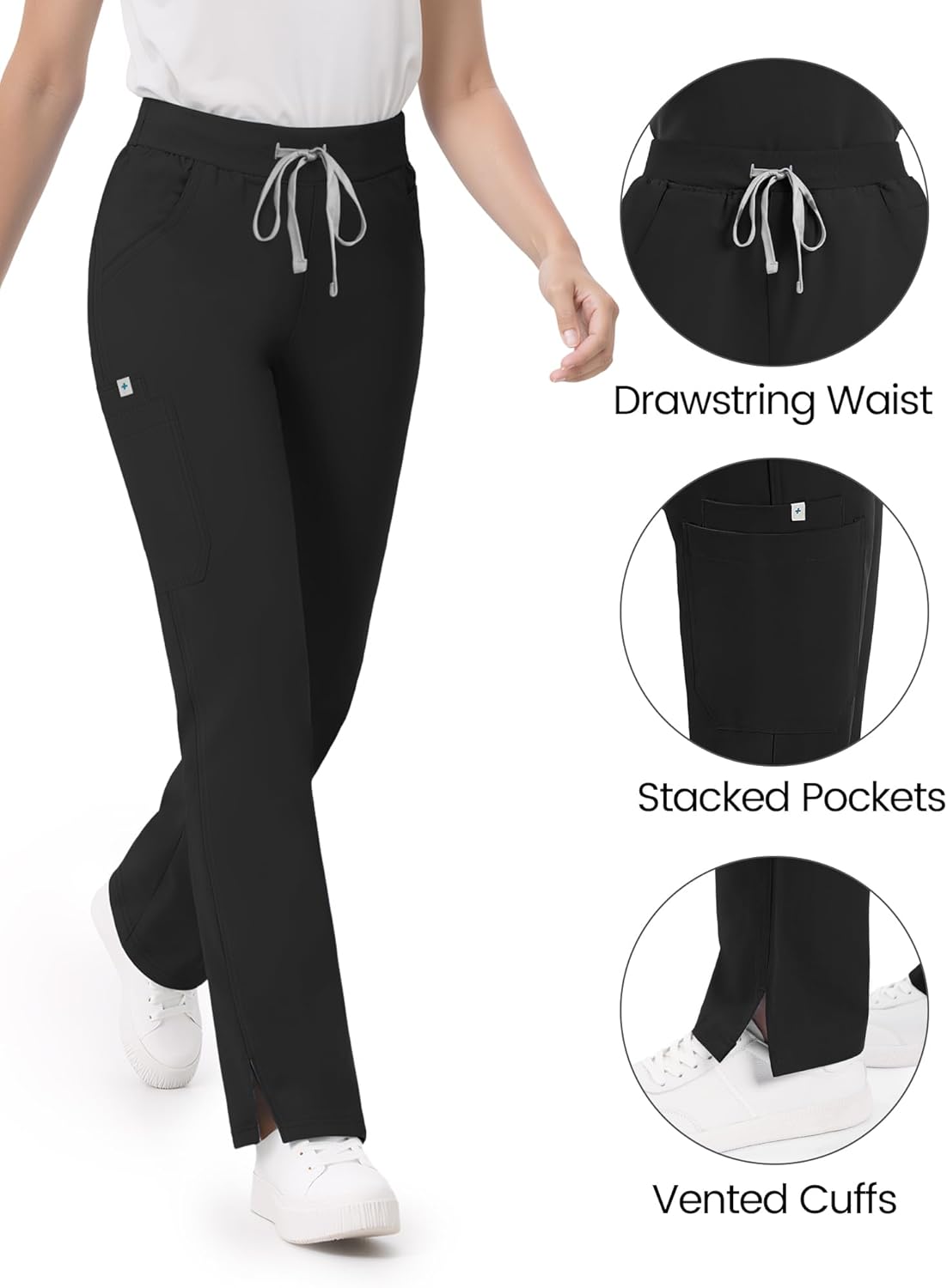 Scrub Pants for Women - Straight Leg Medical Scrub Pants with 6 Pockets - Drawstring Soft Stretch Women Scrub Pant - Image 5
