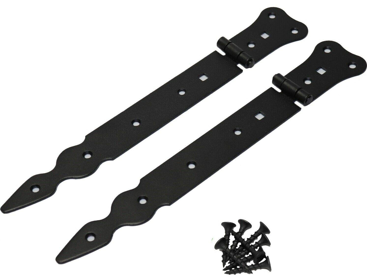 Cotarba Pair 310 mm (12") Tee Hinge B Black Decorative Heavy Duty Strap T Gate GOO
