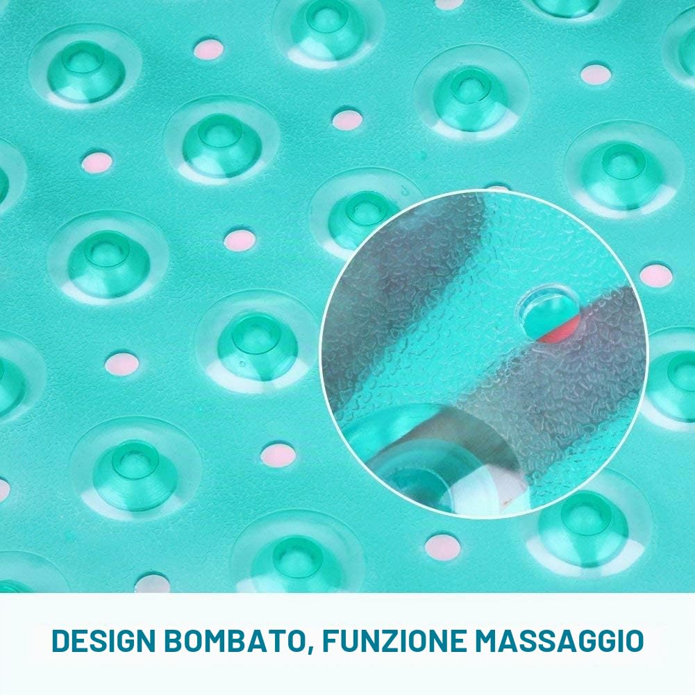 Wimaha tappetino da bagno antiscivolo, resistente alla muffa, BPA free, tappetino da doccia, tappetino da bagno, lavabile in lavatrice, idea per i bambini e più anziani, 100x40cm,Teal