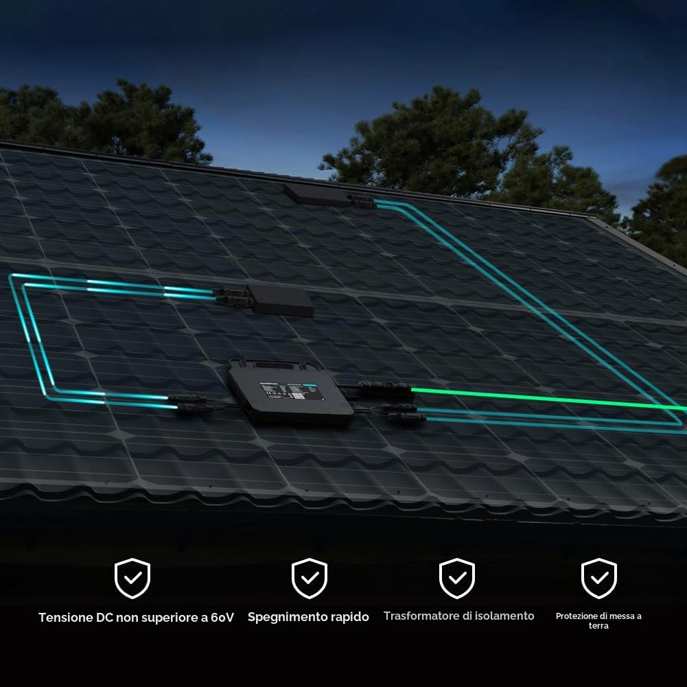 Marstek Saturn Microinverter 800 W – 230 V CA, 2 MPPT, Ingresso CC 16–60 V, Inverter solare per impianto fotovoltaico da balcone, IP67, Controllo tramite app, Plug & Play, per moduli fotovoltaici