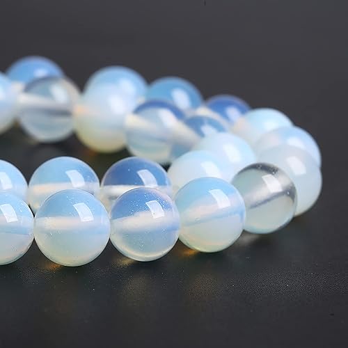 Miniatura 5 de 37 cuentas de cristal sueltas de cuarzo de ópalo blanco de piedra natural de 0.394 pulgadas para hacer joyas, pulseras de bricolaje en 1 hebra