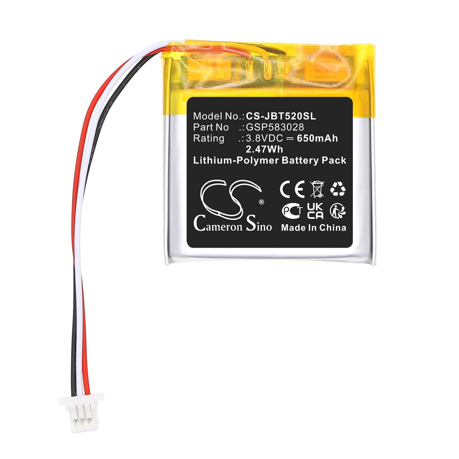 Batteria 650mAh compatibile con JBL Tune 520 BT sostituisce GSP583028