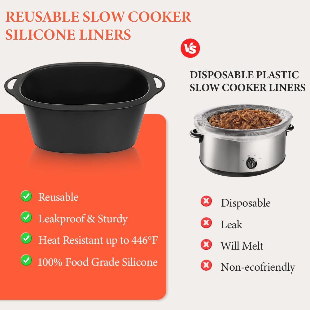 Revestimientos de silicona para olla de cocción lenta compatibles con Ninja Foodi Possible Cooker Pro de 8.5 cuartos de galón MC1000, MC1001, serie MC1010, 2 forros reutilizables para ollas 5