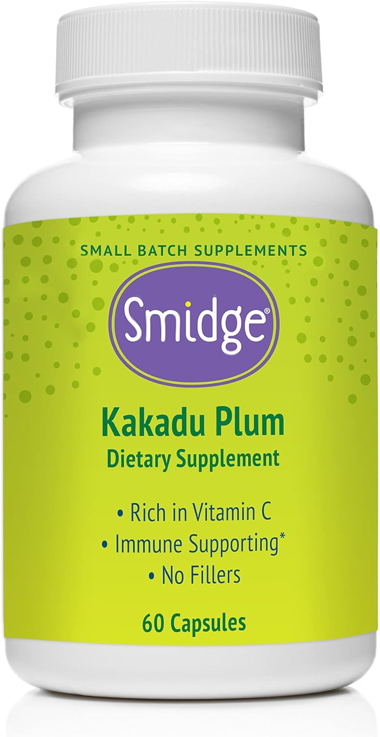 Smidge® Kakadu Plum Capsules, 60 ct. Pure, Non-GMO Vitamin C from Australian Kakadu Plum. No Fillers, No Ascorbic Acid