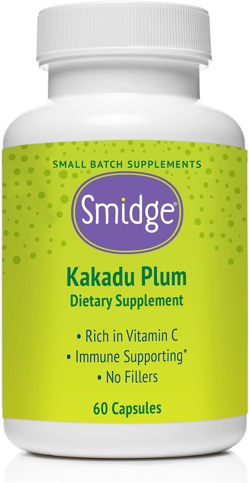 Smidge® Kakadu Plum Capsules, 60 ct. Pure, Non-GMO Vitamin C from Australian Kakadu Plum. No Fillers, No Ascorbic Acid
