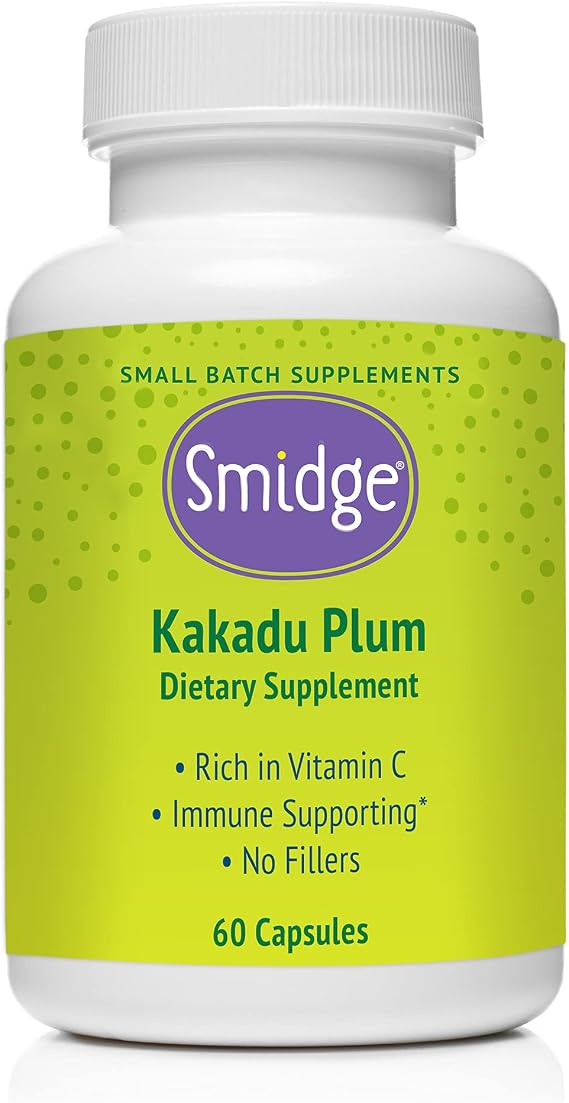 Smidge Kakadu Plum Capsules, 60 ct. Pure, Non-GMO Vitamin C from Australian Kakadu Plum. No Fillers, No Ascorbic Acid