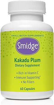 Smidge Kakadu Plum Capsules, 60 ct. Pure, Non-GMO Vitamin C from Australian Kakadu Plum. No Fillers, No Ascorbic Acid