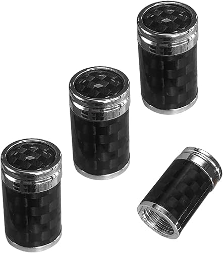 Ziciner 4 tapas de vástago de válvula de neumático, tornillos de fibra de carbono para tapas de neumáticos, accesorios universales para exteriores