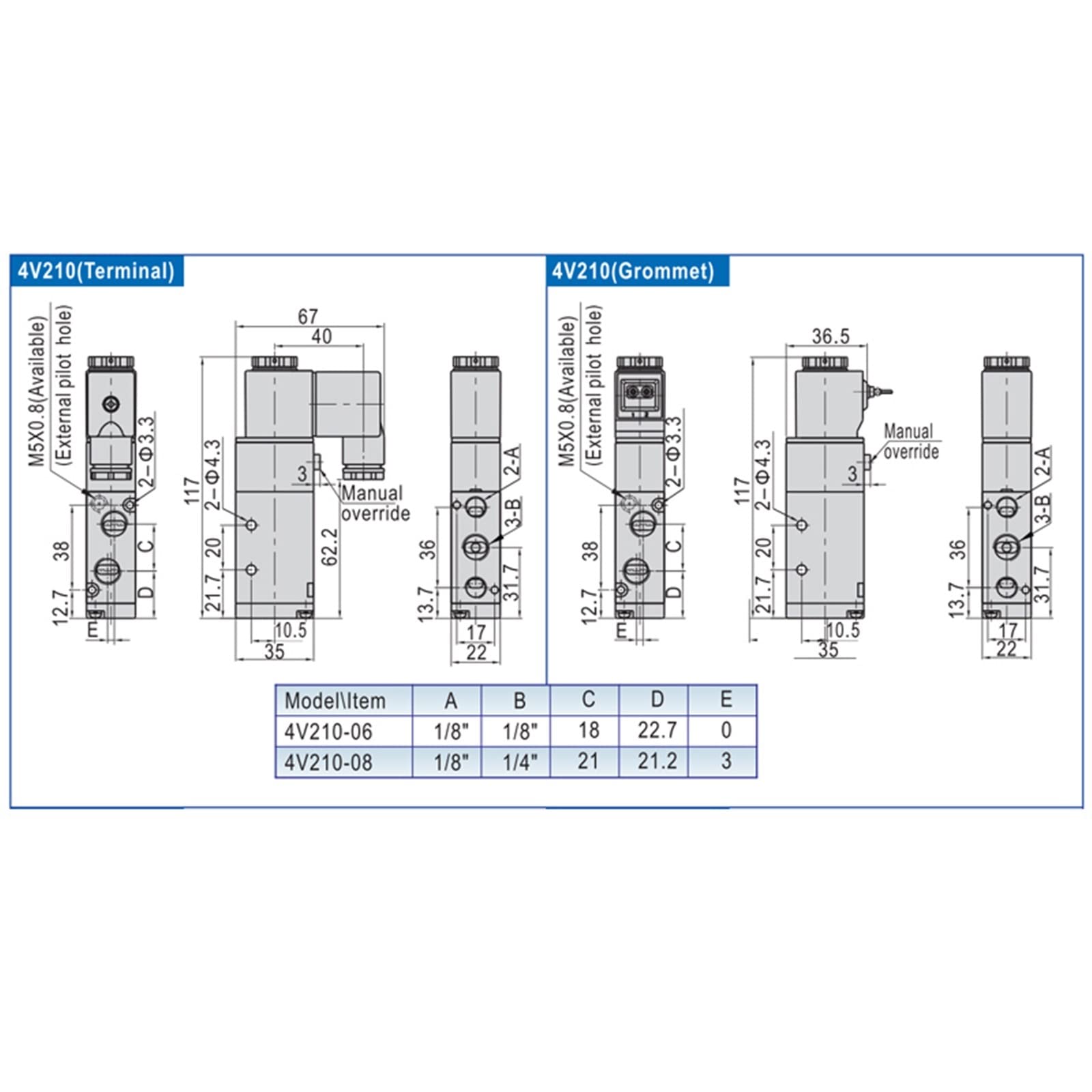 Elektrozawór elektromagnetyczny 5-drożny 2 pozycje 4V210-08 1/4quot; Rozmiar portu DC12V 24 V. Zawór regulacji powietrza, części pneumatyczne AC110V 220 V, 1 szt. (With-12 mm-dopasowanie