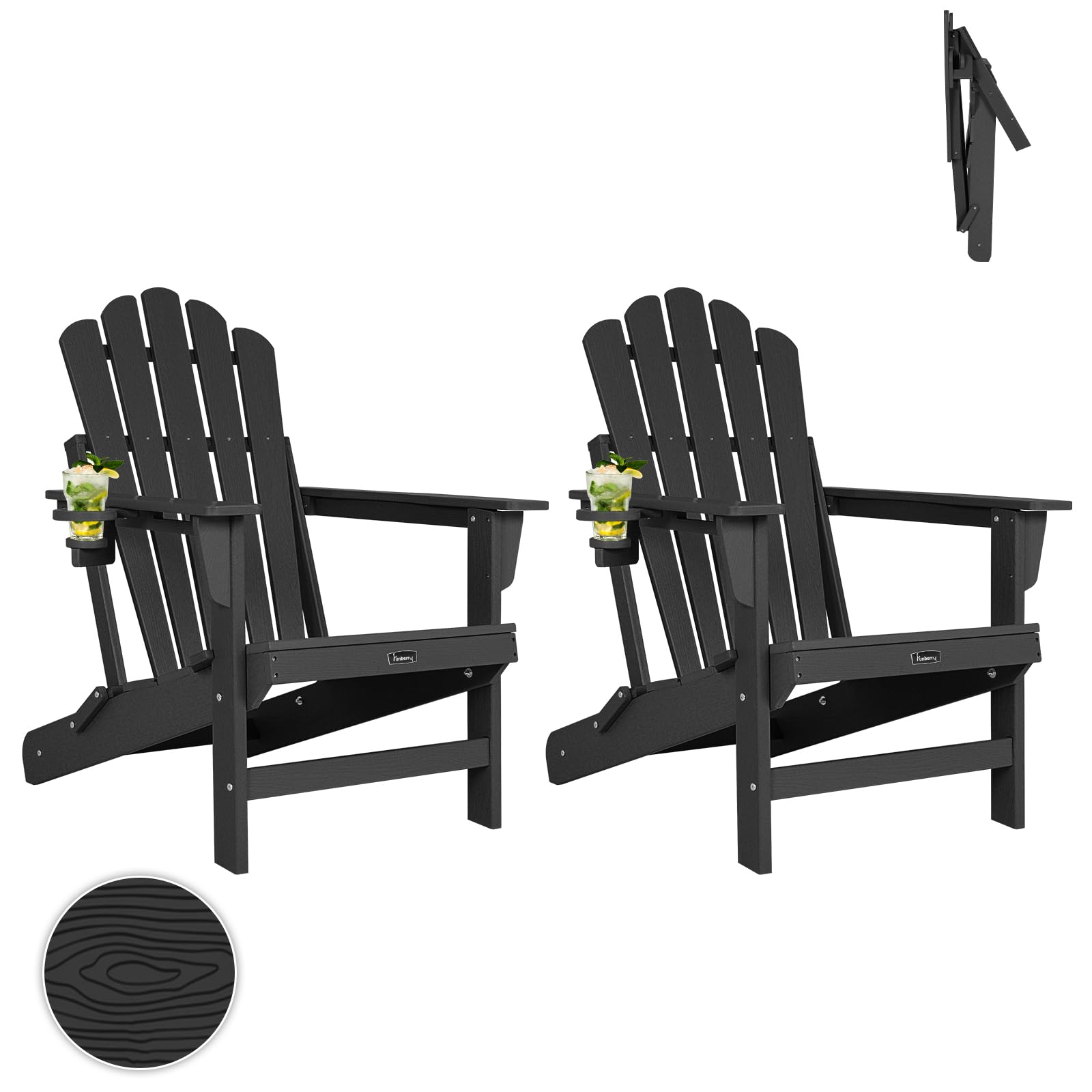 FUNBERRY Oversized Folding Adirondack Chair Set of 2, Fire Pit Chair 400LBS