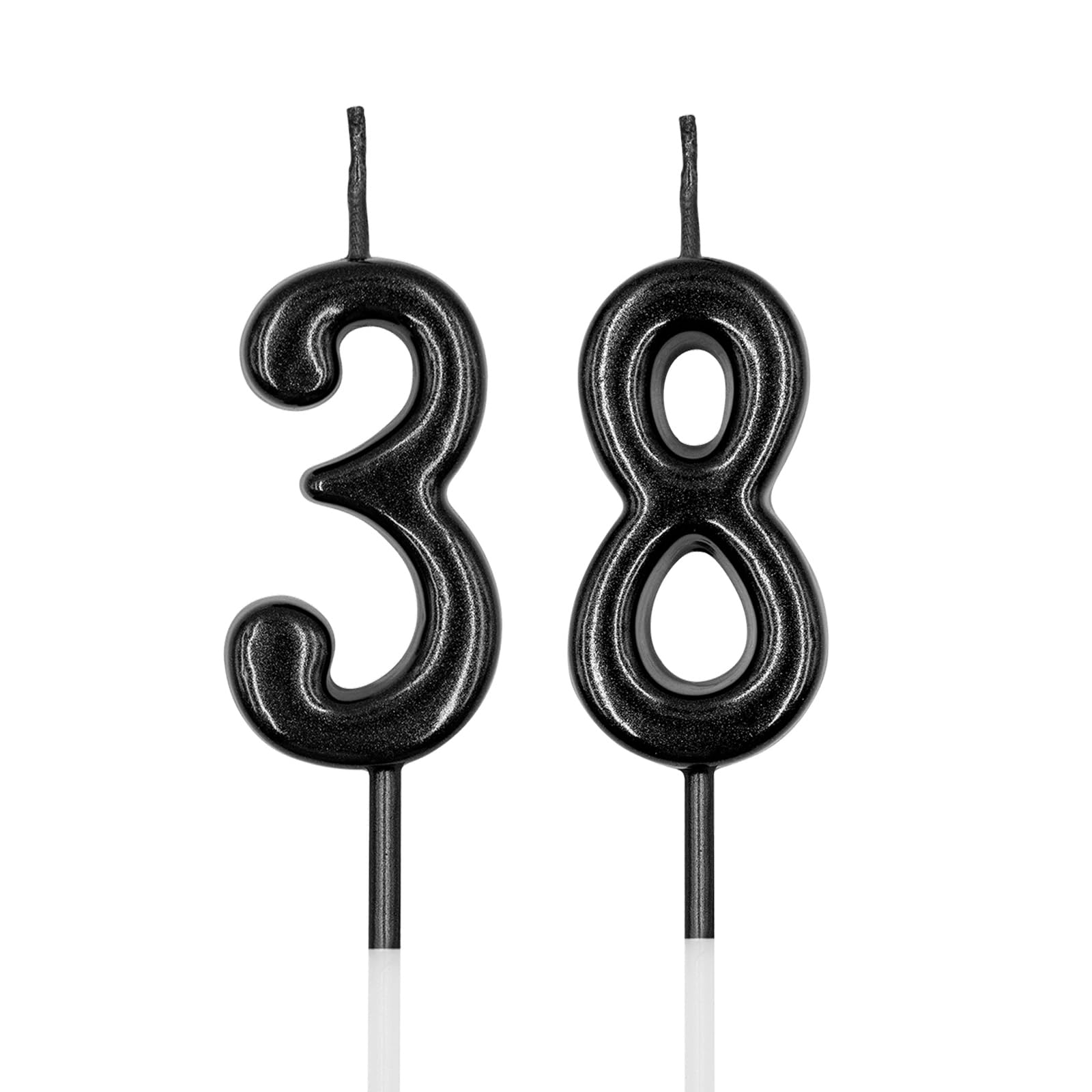 Amazon.com: 38th & 83rd Birthday Candles, Black Number 38 83