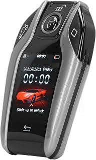 Chave Remota Inteligente Fechadura da Porta do Carro LCD Tela SensíVel Ao Toque Entrada Sem Chave Janela eléTrica Antiperdida Com Botão Start-Stop para Todos Os Modelos (Prata)