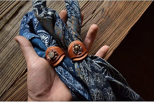 Amazon.co.jp: 手作りスカーフバックル/レザースクエアネッカーチーフ