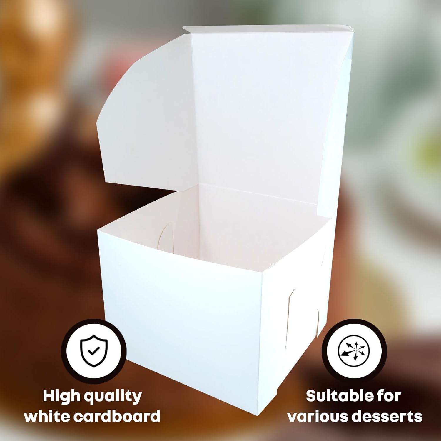14x14x8 inches White Tall Cake box, Premium Bakery Boxes, One piece, Perfect for packaging and selling cakes, donuts, cookies, and muffins, 25 ct
