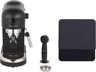 Espirista & Coffee Scale Set - 1.4 L BPA-Free Ground Coffee Machine, 3kg Cap. 0.1g Precision Scale with Timer, Single/Double Function, Milk Frother, 15-Bar Italian Pressure, Rechargeable, Black