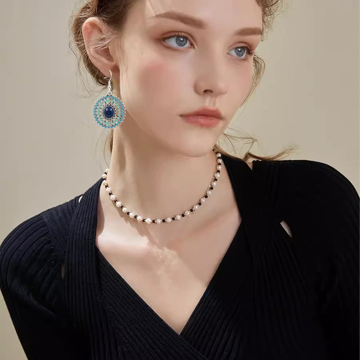 Bohemian Vintage Disc Earrings Color Rhinestone National Style Dangle Drop Earrings for Women Jewelry Gifts - Image 3