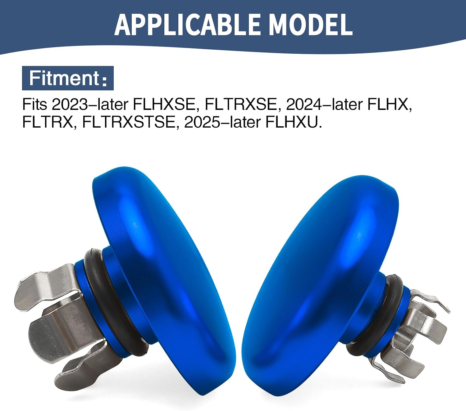 Front Axle Nut Covers Smooth Axle Nut Caps Fit For Harley Touring 2025-later Street Glide Ultra FLHXU 2024-later CVO Road Glide ST FLHX FLTRX FLTRXSTSE 2023-later CVO FLHXSE FLTRXSE (Blue)
