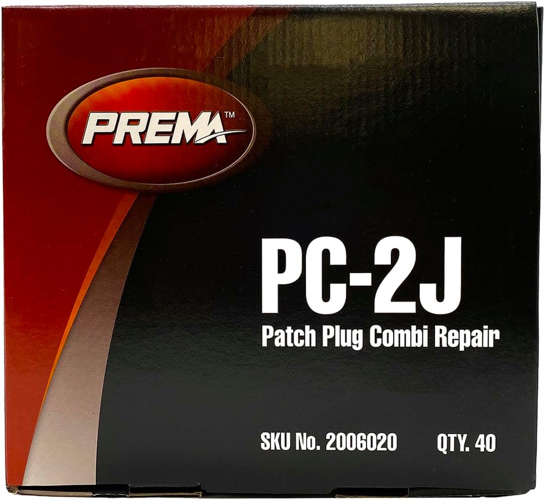 PREMA PC-2J Combi 1/4 inch Tire Repair Units w/Wire Lead- Tire Patch and Plug Combination Unit for Permanent Flat Tire Repair. Box of 40 Units. Use in Automotive, Truck, Agricultural Farm Tire Repair