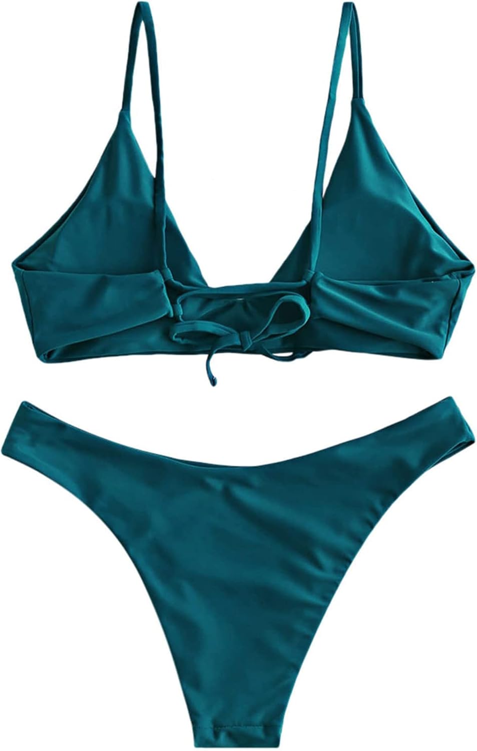 ZAFUL Women's Tie-Back Padded Bralette Bikini Set - High Cut Two Piece Swimsuit, Nylon/Spandex