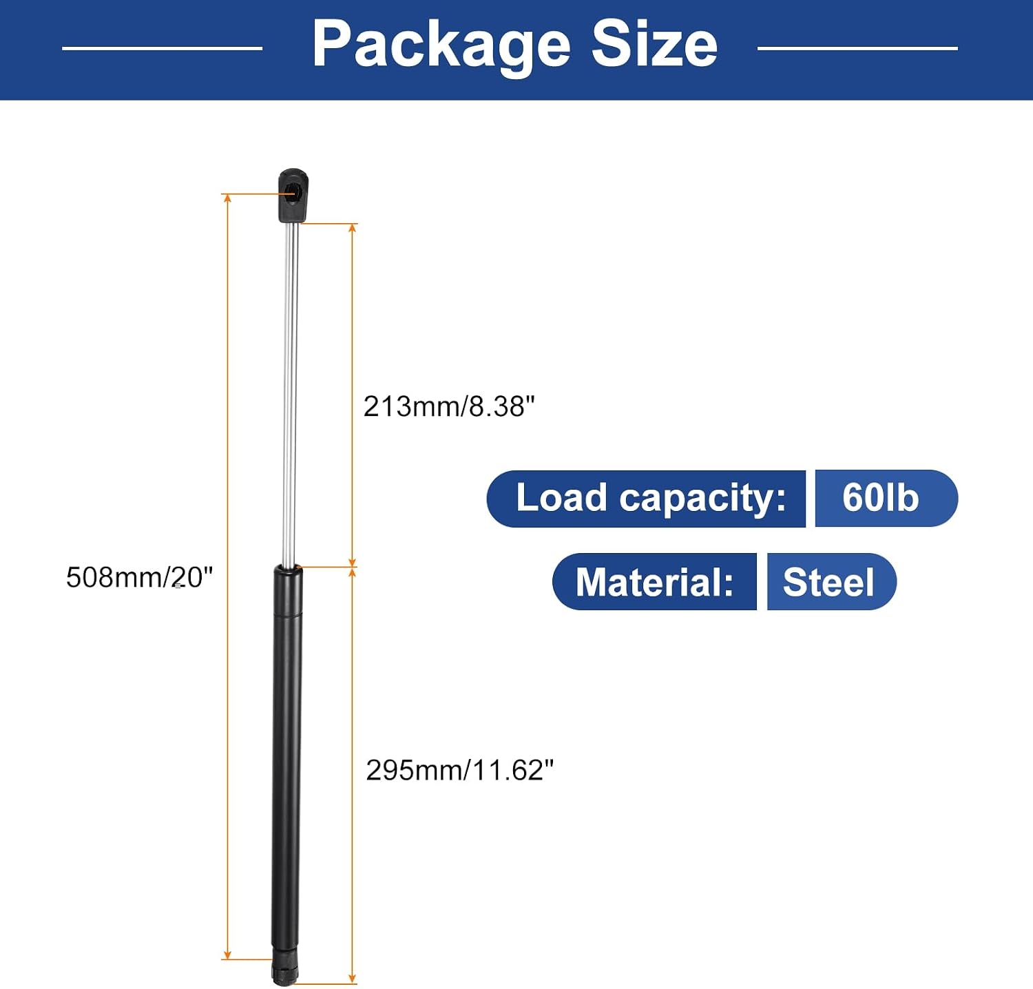 MECCANIXITY 20 Inch 60lb/267N Gas Strut Gas Shock Spring Lift Support Shock Strut Spring for Truck Door, RV Cabinet Door, Boat Window, Tool Box Lid, Storage Cabinet, 2 Pack