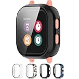 LOKEKE Compatible with Gizmo Watch 2 Full Coverage PC Protective Case Cover Tempered Glass Screen Protector(PC Black)