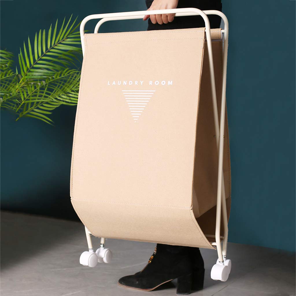 Zwinięty kosz do prania, Kosz na pranie z 4-kołowymi wyjmowanymi torbami materiałowymi Składany wielokolorowy 16x12x26 cali(Beige)