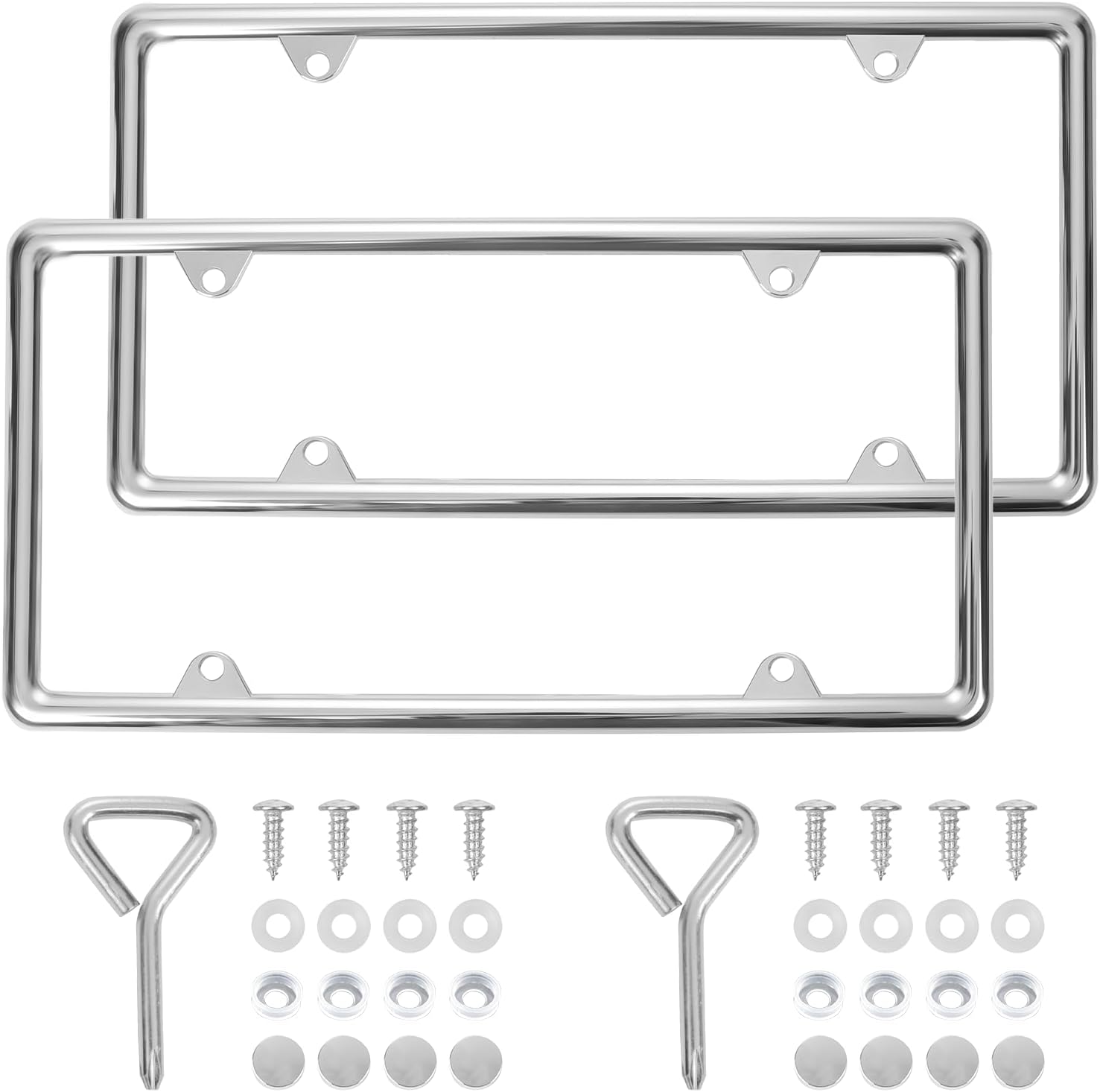 Hanwell Products Chrome License Plate Frames Made of Zinc