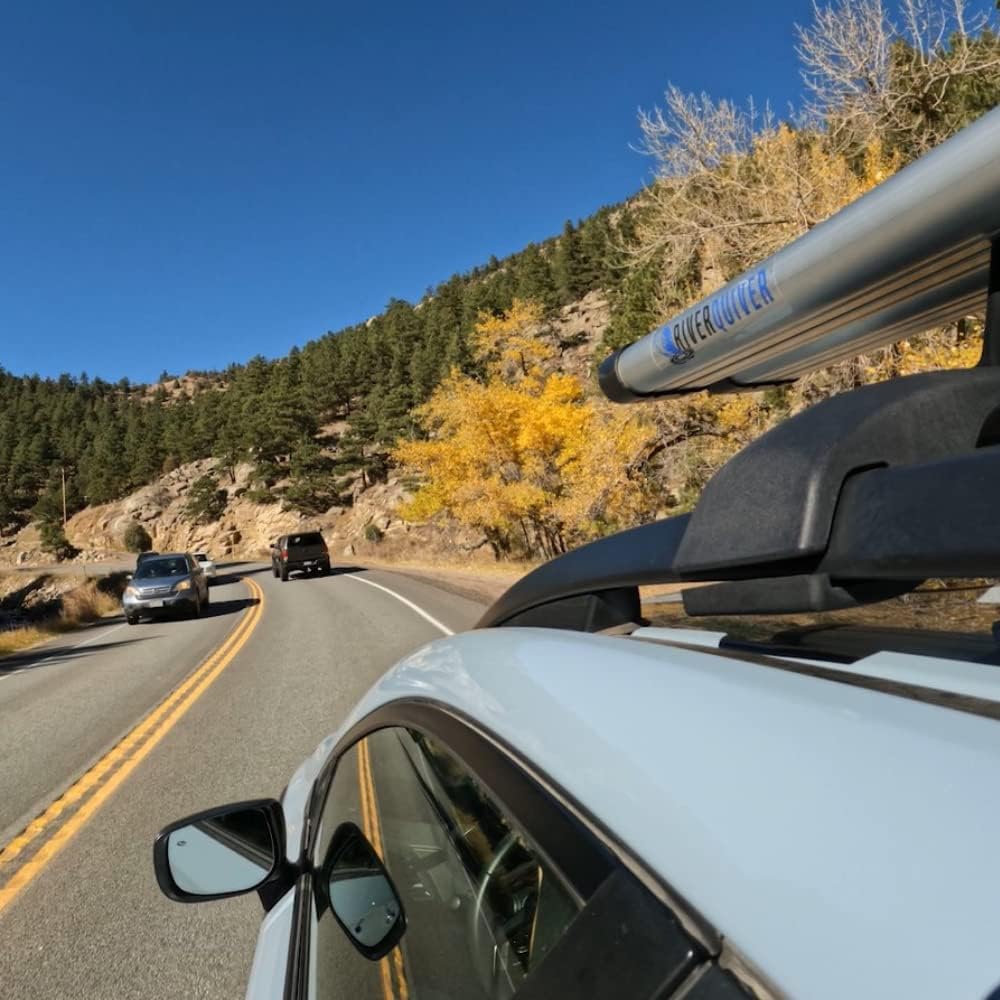 Riversmith River Quiver Shortcut 4-Banger Compact Roof Rack Fly Fishing Rod Holder for Car, Truck, SUV - 4 Rod Fly Rod Carrier 5ft 8.75in with Mounts, Silver