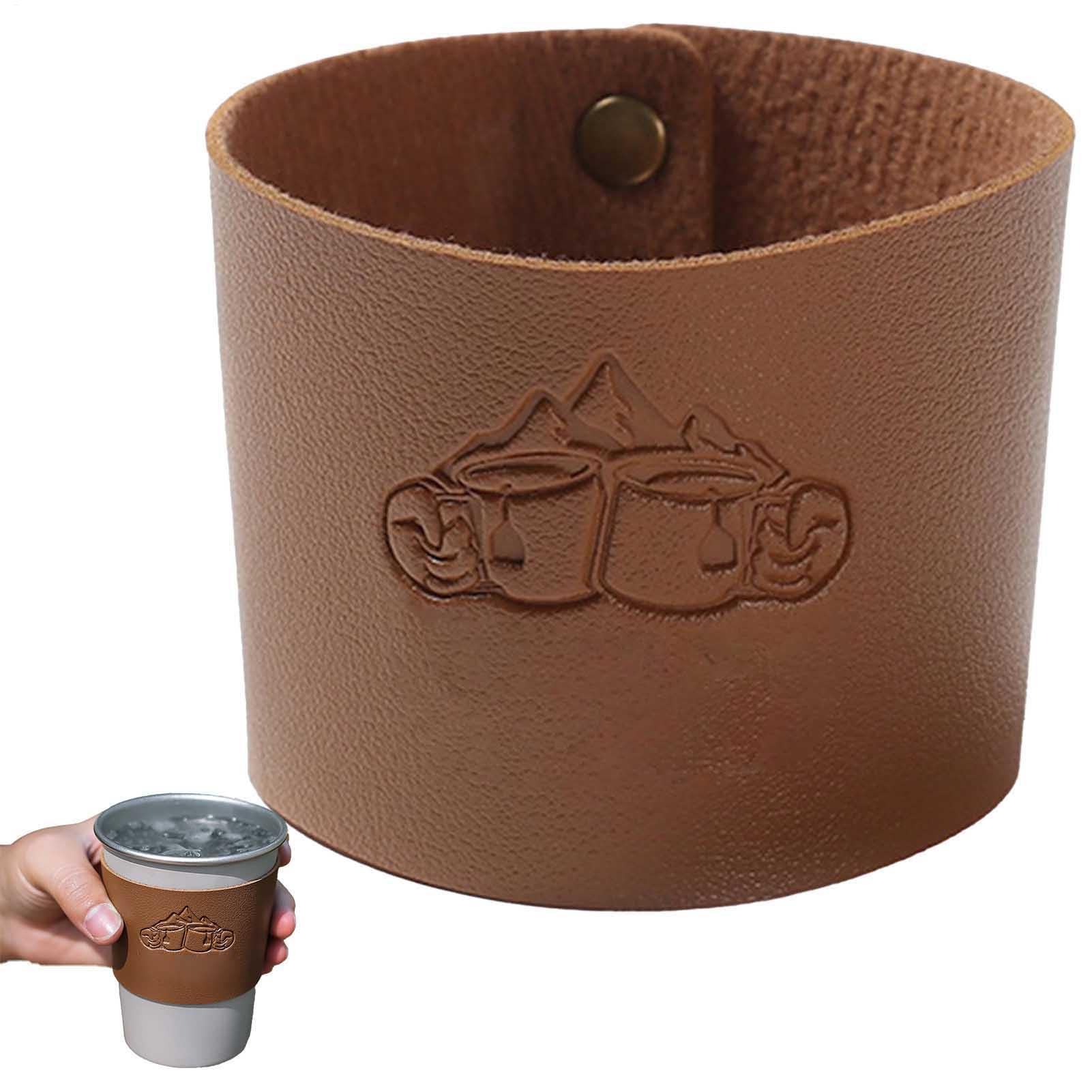 Amazon.co.jp: 革 コーヒーカップスリーブ 1個レザードリンクスリーブ
