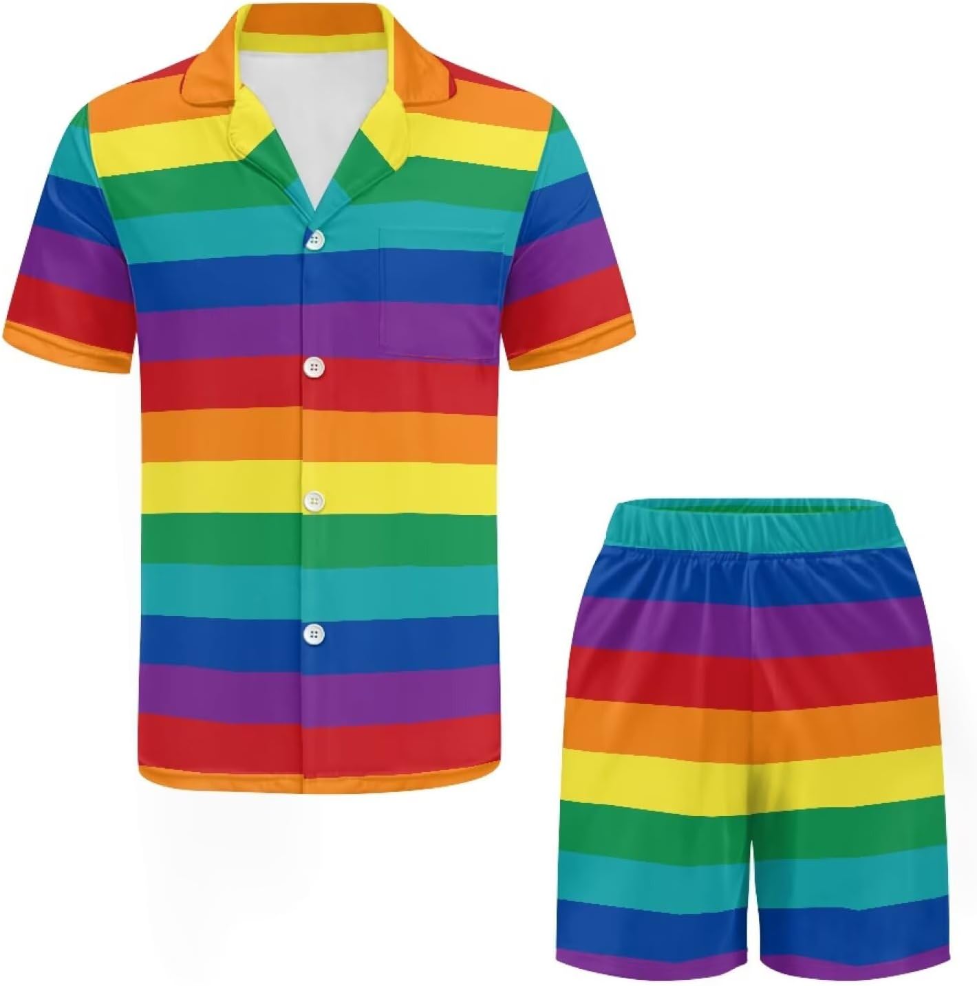 Mens Pajamas Set Short Sleeve Comfy Button Down Sleepwear 2 Pieces Mens Loungewear Pjs Set with Pockets XS-5XL