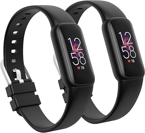 Paquete de 2 bandas impermeables compatibles con correas Fitbit Luxe para mujeres y hombres, pulseras clásicas de repuesto deportivas suaves