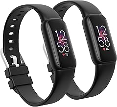 2 Pack Waterproof Bands Compatible with Fitbit Luxe Bands for Women Men, Classic Soft Sports Replacement Wristbands (Large 6.7" -8.3", black/black)