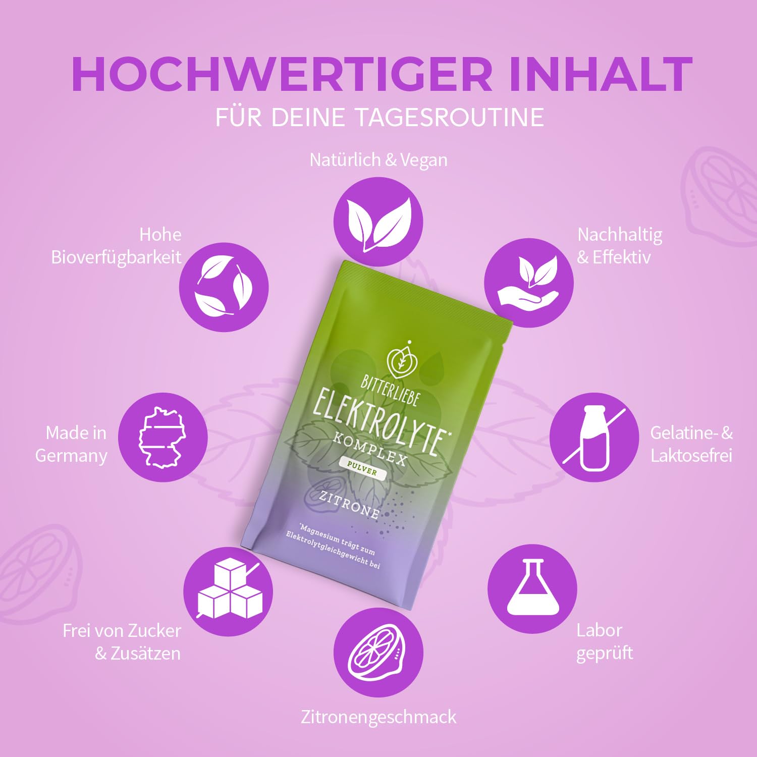 BitterLiebe Elektrolyte Komplex - Elektrolyt Pulver ohne Zucker - Unterstützt Flüssigkeitshaushalt & Elektrolytgleichgewicht - Ideal bei Sport & Kater mit Kalium und Magnesium - Zitrone - 1x200g