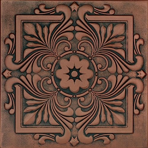 À LA MAISON CEILINGS R14 Victorian Foam Glue-Up Ceiling Tile (128 Sq. Ft./Case) Pack of 48 Antique Copper Orange