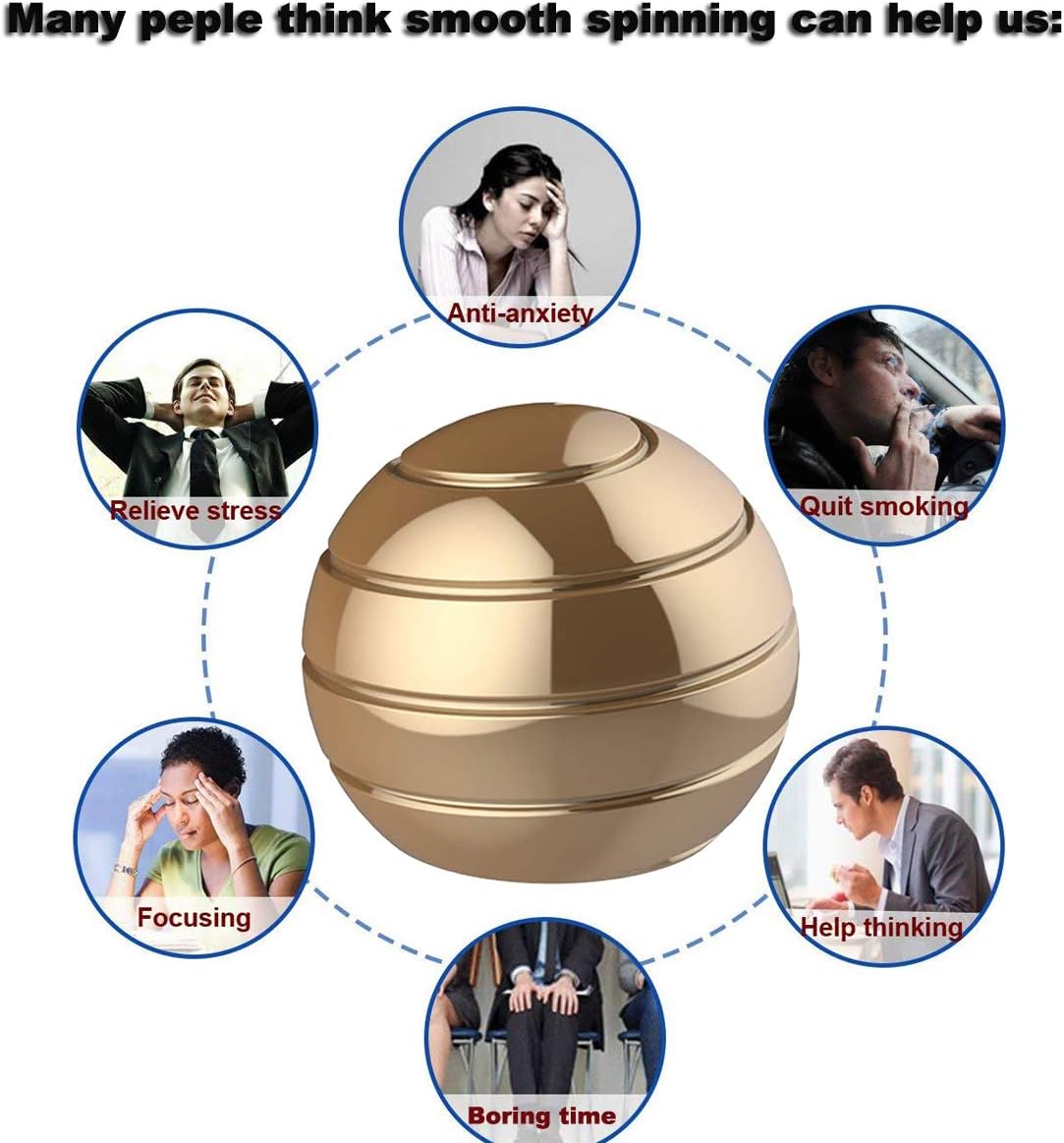 Panshi Metal Kinetic Desk Toy, Optical Illusion Fidget Spinning Top Ball, Unique Executive Stress Relief Gift for Adults & Kids