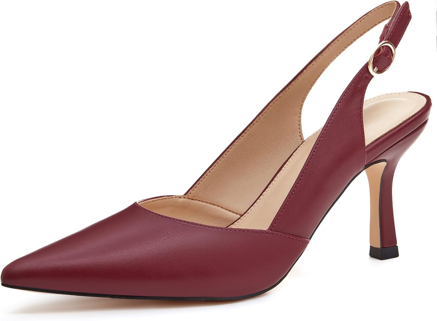 Rilista Women's Slingback Kitten Heels Closed Pointed Toe Wedding Party Dress Pumps Shoes