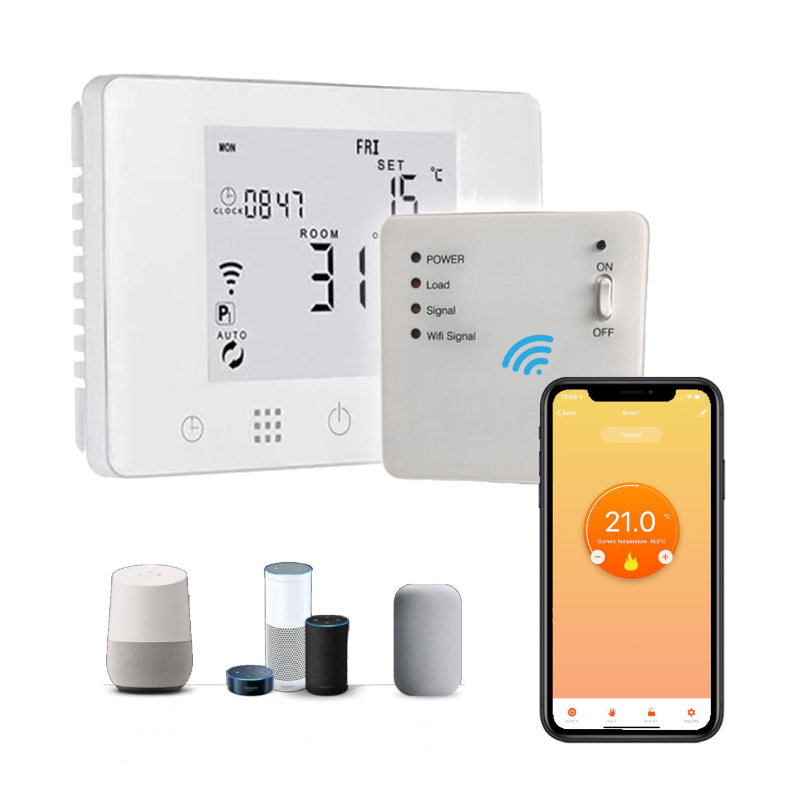 CHRONOTERMOSTAT WIFI + RF Bezprzewodowa bateria SMARTFONOWA APLIKACJA ALEXA GOOGLE TERMOstat ścienny LUB BOX 503