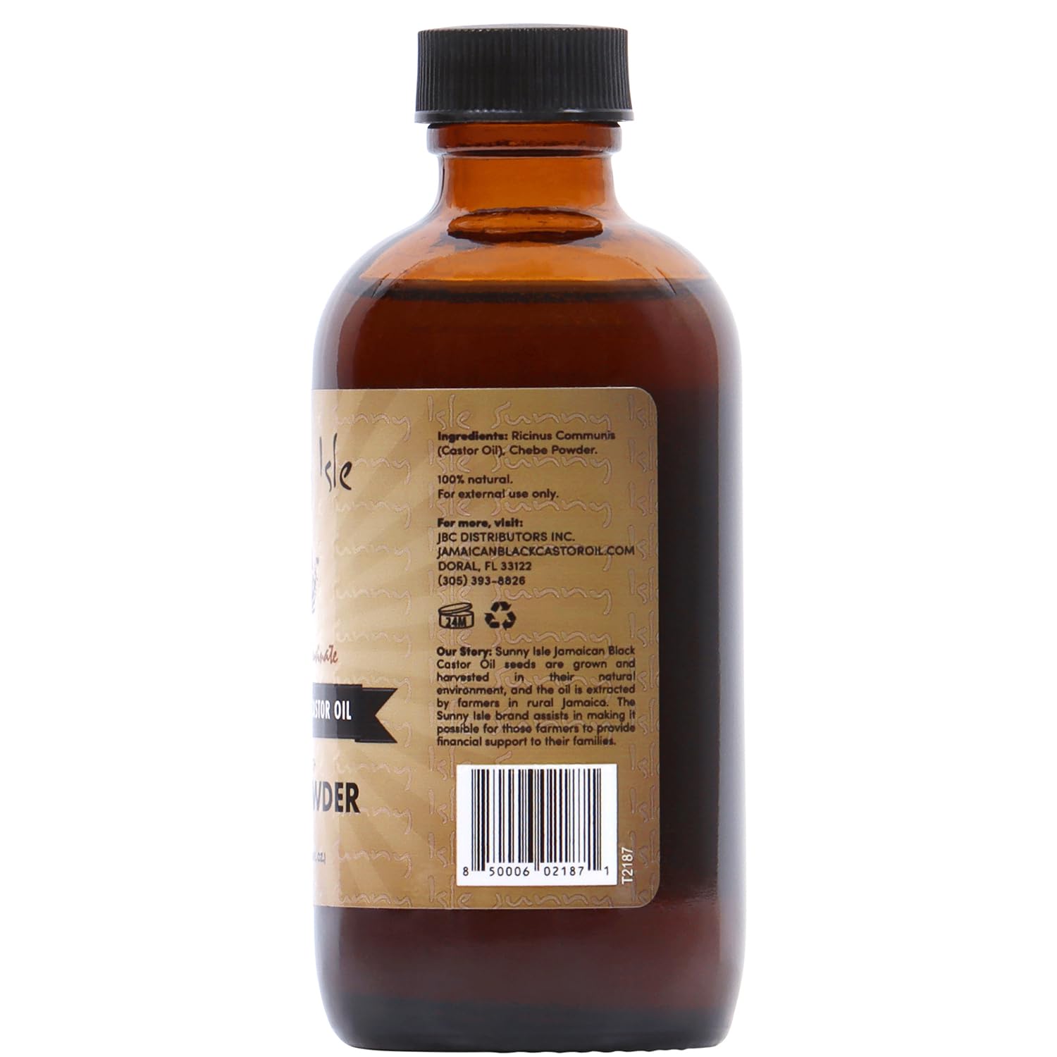 Sunny Isle Jamaican Black Castor Oil Infused with All-Natural African Chebe Powder 4oz | For Longer, Stronger Hair | Moisturizer for All Hair Types (Pack of 2)