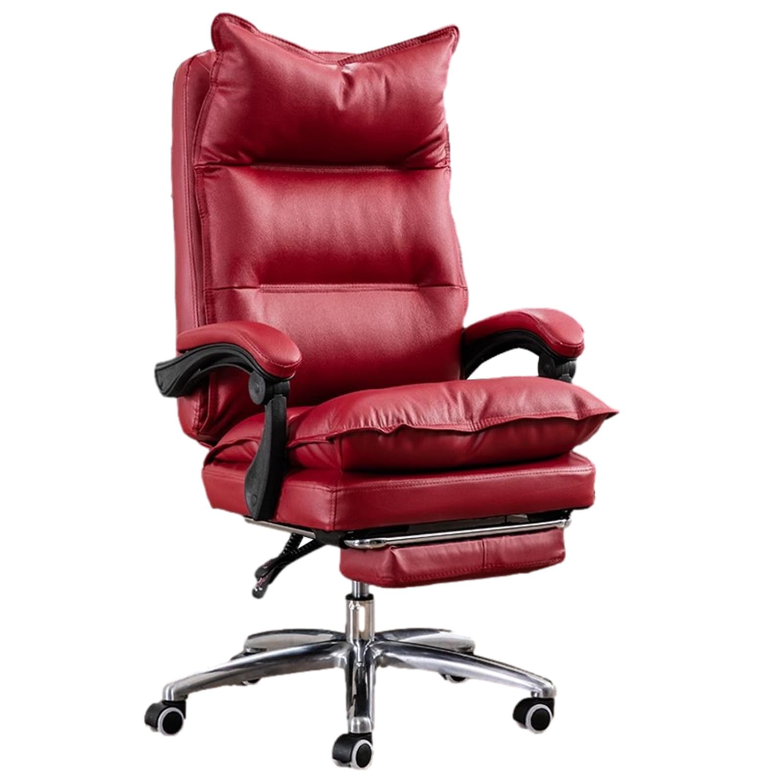 Ergonomic Office Chair with Reclining Function Footrest and Wheels Multifunctional Computer Chair for Home Office Comfort Wine Red