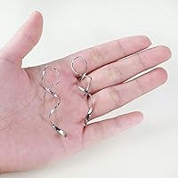 Vista 20 de Handmade Spiral Threader Earrings Sterling Silver Hypoallergenic Twisted Pull Through Drop Dangle Earrings for Women - Silver & Gold