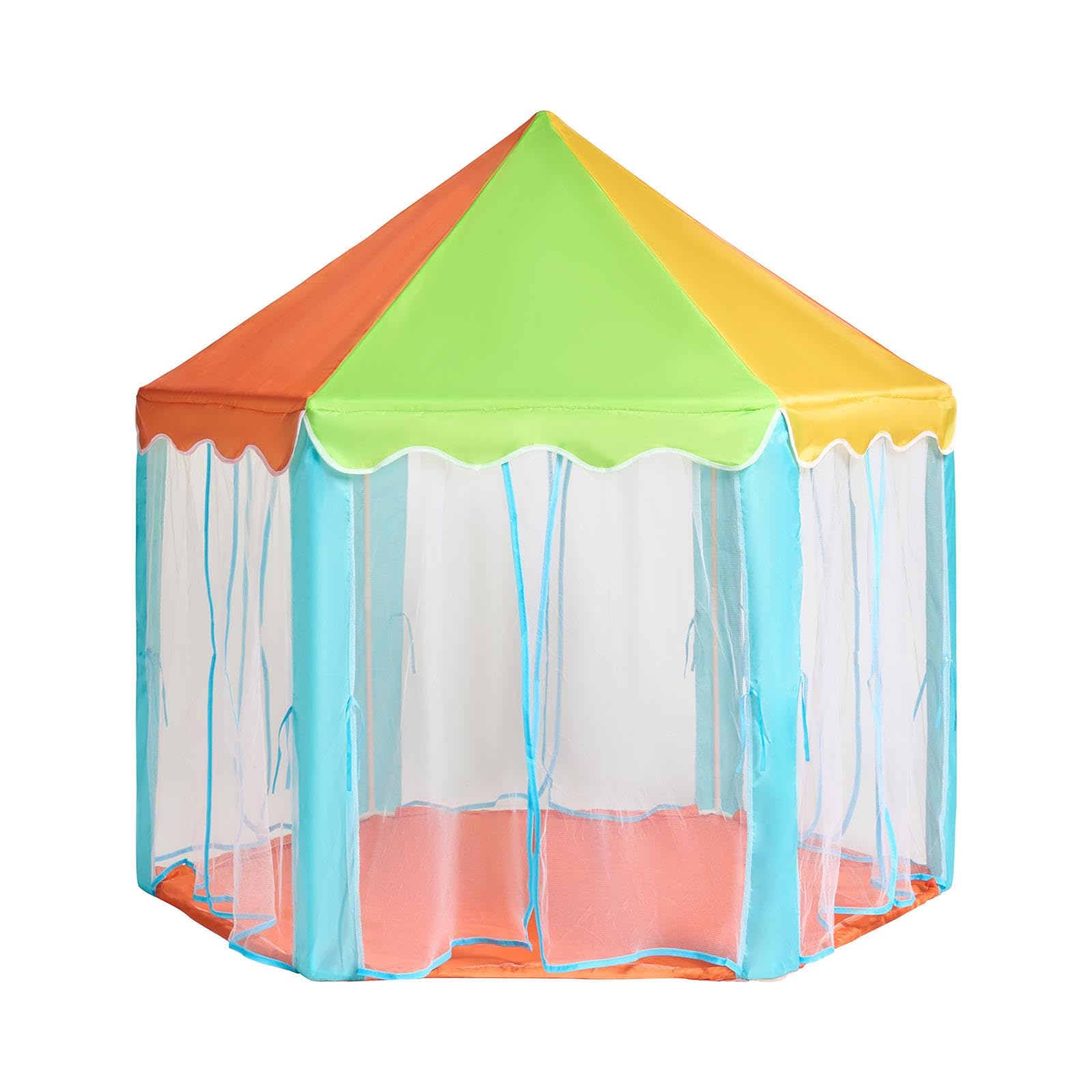 OHS Play Tent with Curtains, Easy Set Up Kids Tent Indoor Outdoor Pop Up Tents Fun Play House for Kids Toddlers Garden Toy House Gift for Boys and Girls, Multi Colour Block