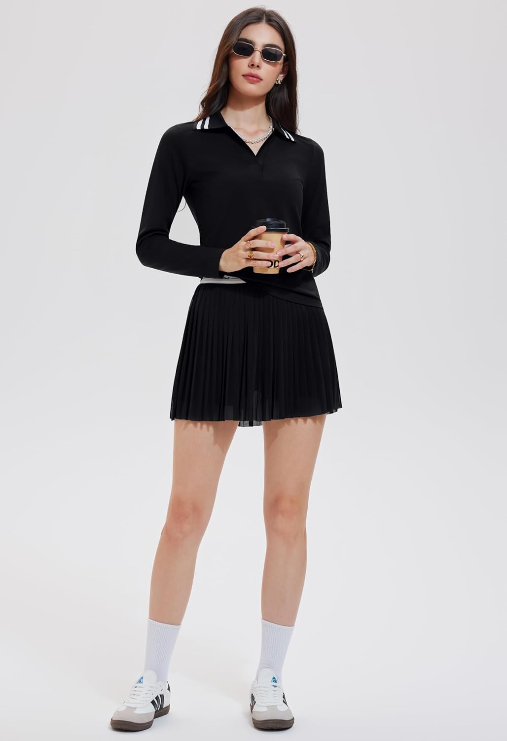 Mudere Tennis Skirt Set for Women Two Piece Golf Outfits High Waisted Pleated Athletic Skirt Outfits with Pockets - Image 3