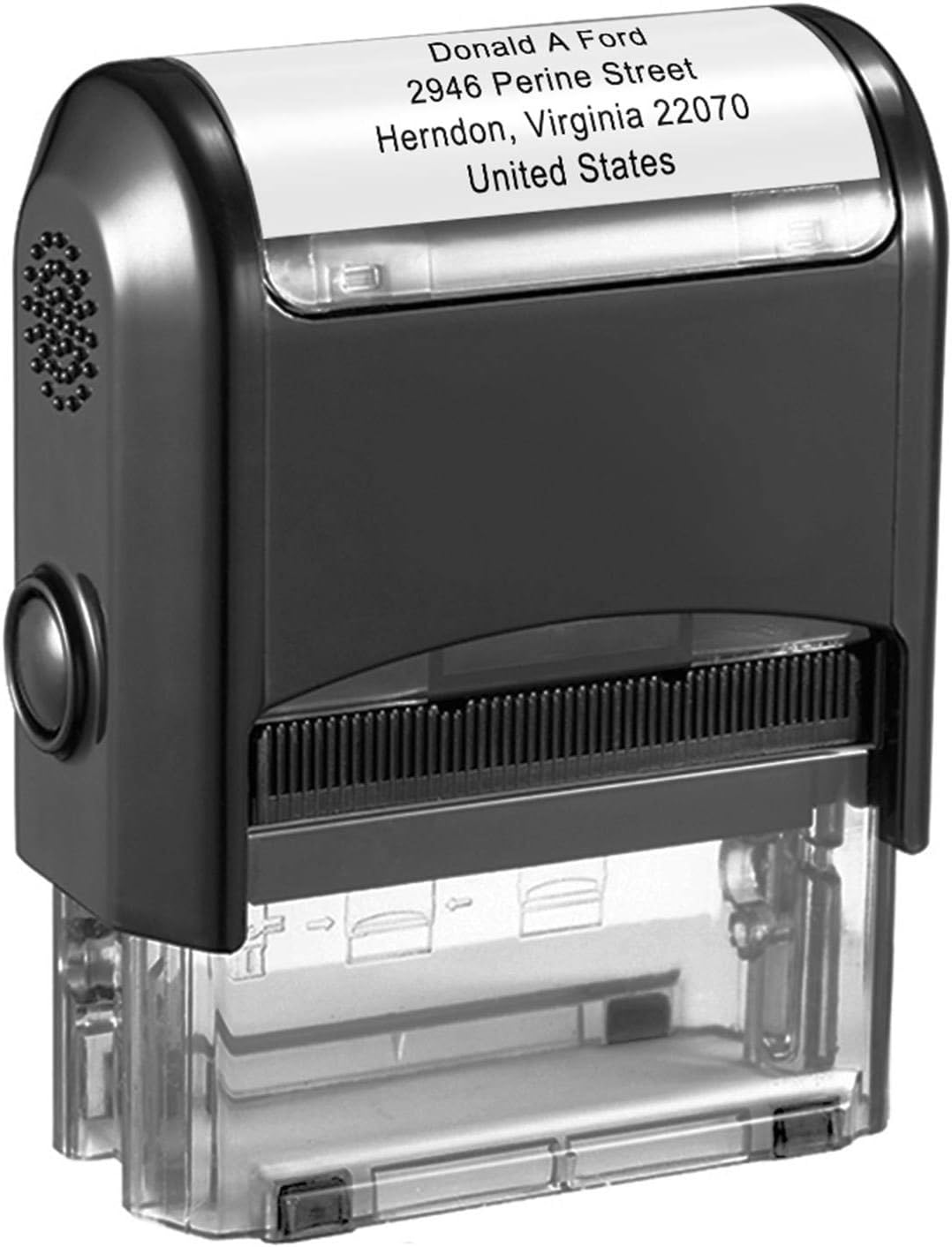 Custom Stamp Self Inking,Personalised Stamp,47 x 18 mm,4 Lines of Text Rubber Stamps for Teachers,Kids,Nurses,Doctors,Business,Card Making with 4 Optional Ink Colors-Black,Red,Blue,Green
